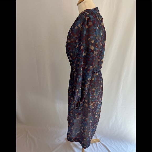Vtg Jennifer Gee Geometric Print V Neck MIDI Dress - Picture 3 of 9